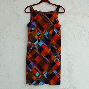 TESSUTO 100% Cotton Velveteen Sleeveless Colorblock Mini Dress Size S